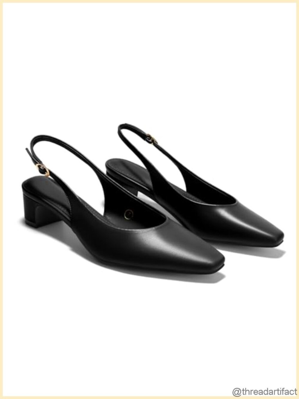 Coutgo Faux Leather Chunky Low Heel Slingback Pumps Closed Toe Work Office